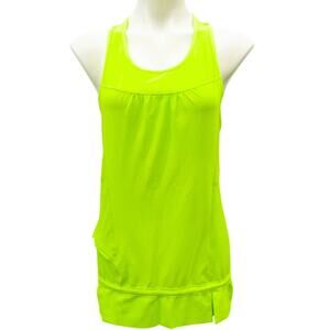 Athleta Size M Yoga Fitness Zip Front Pocket Top Bright Lime Green Women's